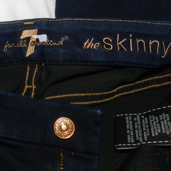 7 For All Mankind Size 28 Skinny Midrise Dark Wash Denim Jeans🆕📦⌚🏃🏻💨⚡🚚 - Picture 5 of 16